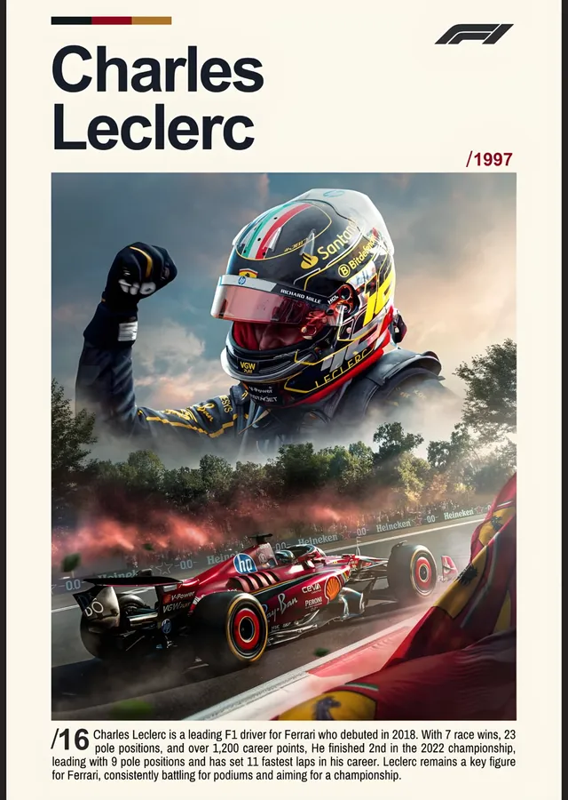 Charles Leclerc - Künye Kartı metal tablo
