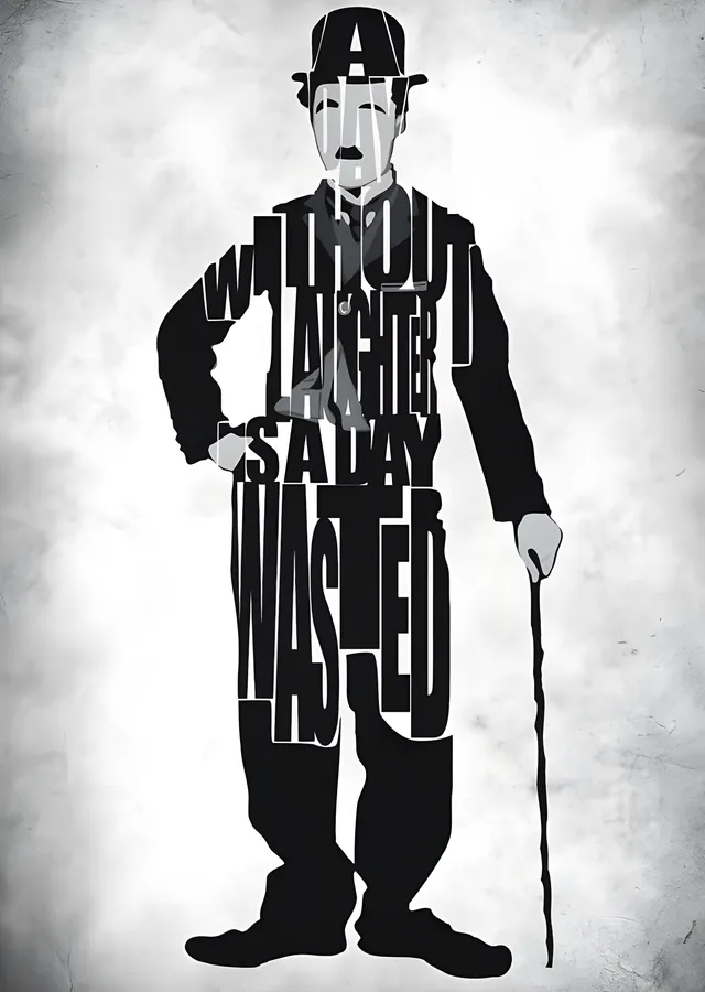 Charlie Chaplin - Tipografi Portre metal tablo