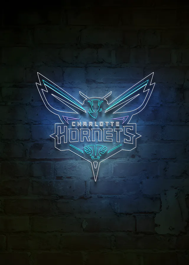 Charlotte Hornets - Neon Amblem metal tablo