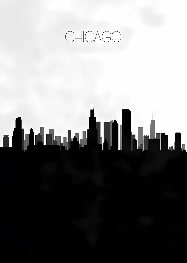 Chicago Silueti metal tablo