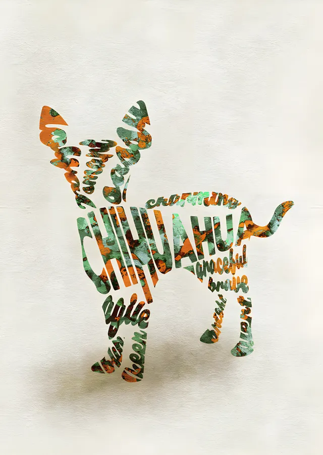Chihuahua - Tipografi metal tablo