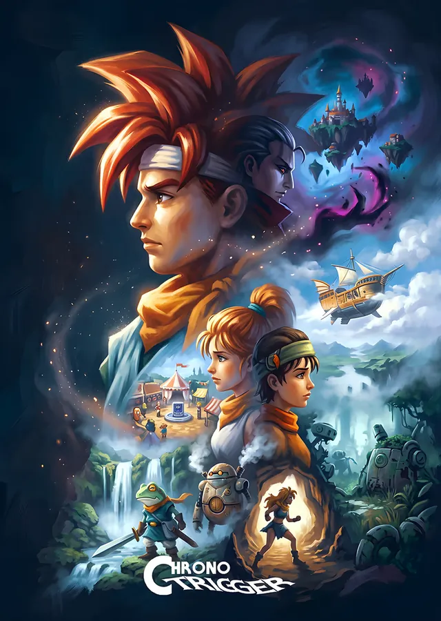 Chrono Trigger: Zaman Yolculuğu Kolajı metal tablo