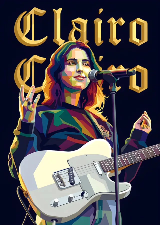 Clairo: Altın Başlıklı Gitar Sahnesi metal tablo
