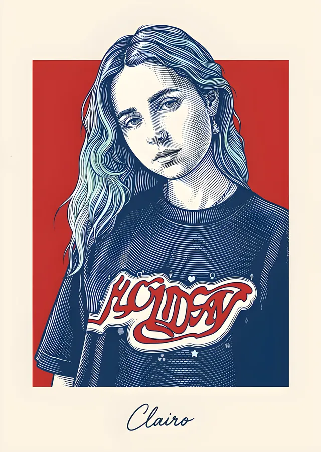 Clairo: Kırmızı Kare Çizimi metal tablo