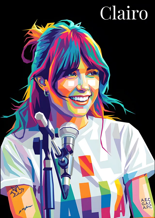Clairo: Mikrofon Başında WPAP metal tablo