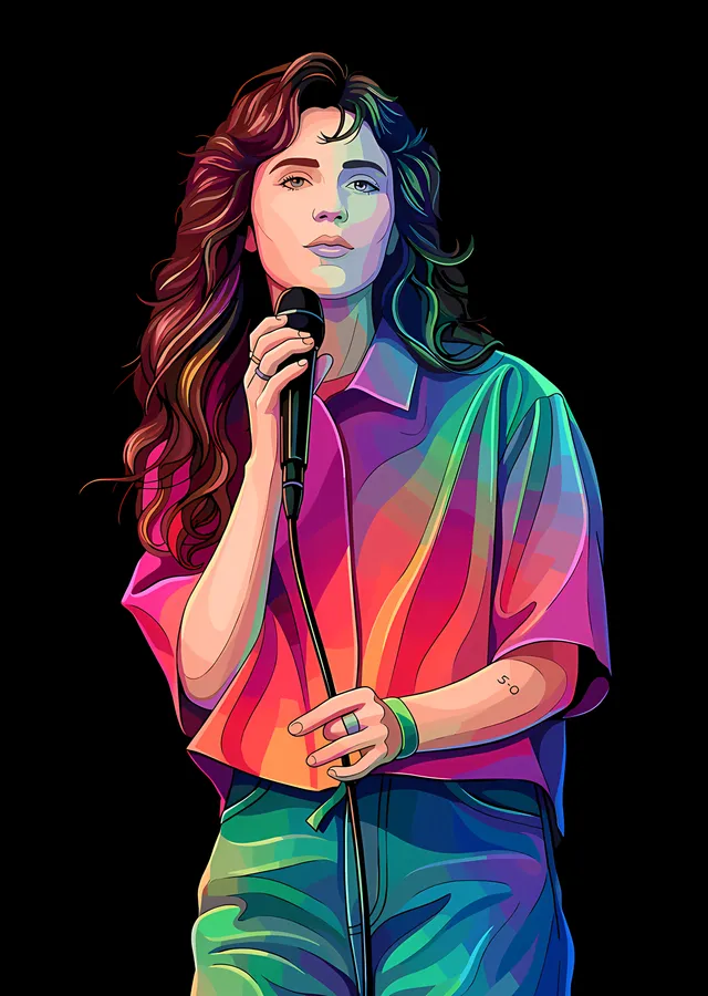 Clairo: Renk Geçişli Sahne Çizimi metal tablo
