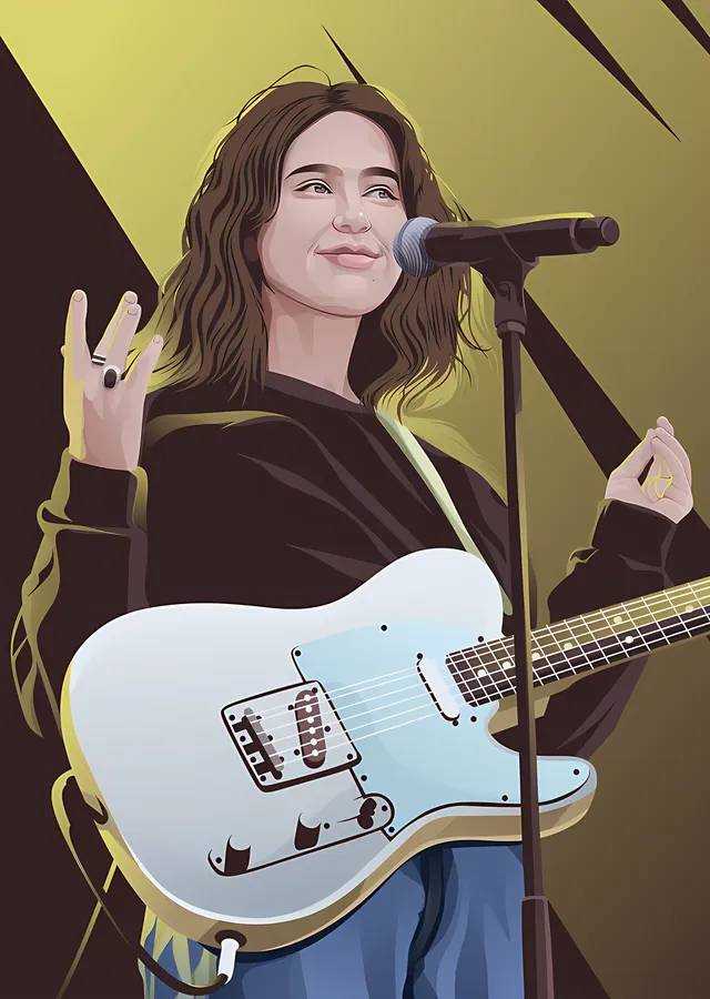 Clairo: Telecaster ile Sahnede metal tablo
