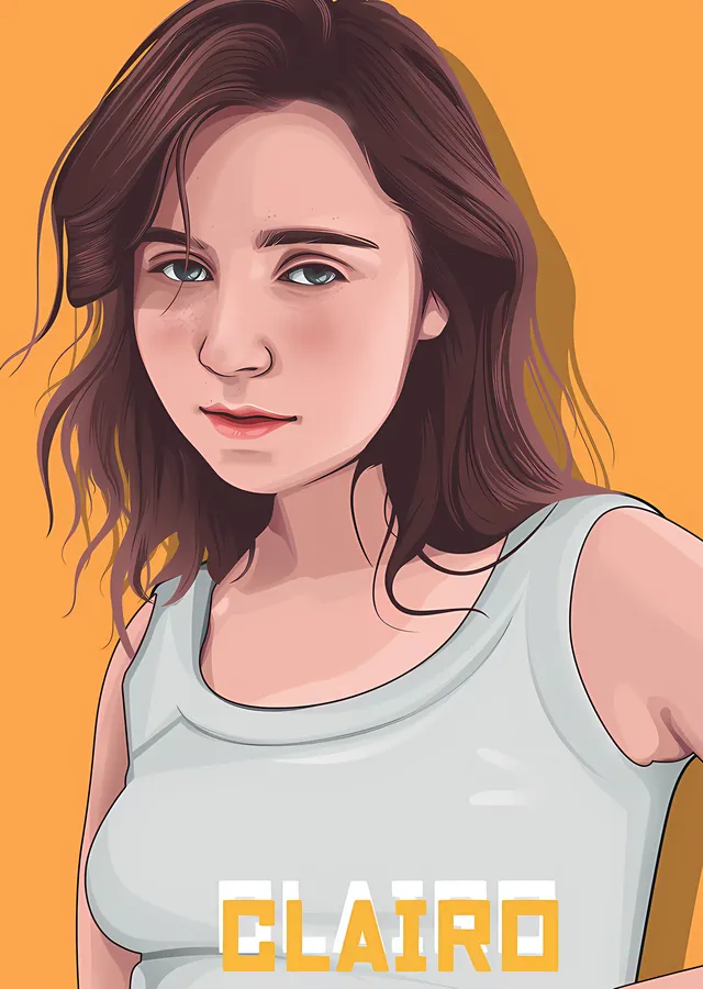 Clairo: Turuncu Zeminde Çizim metal tablo