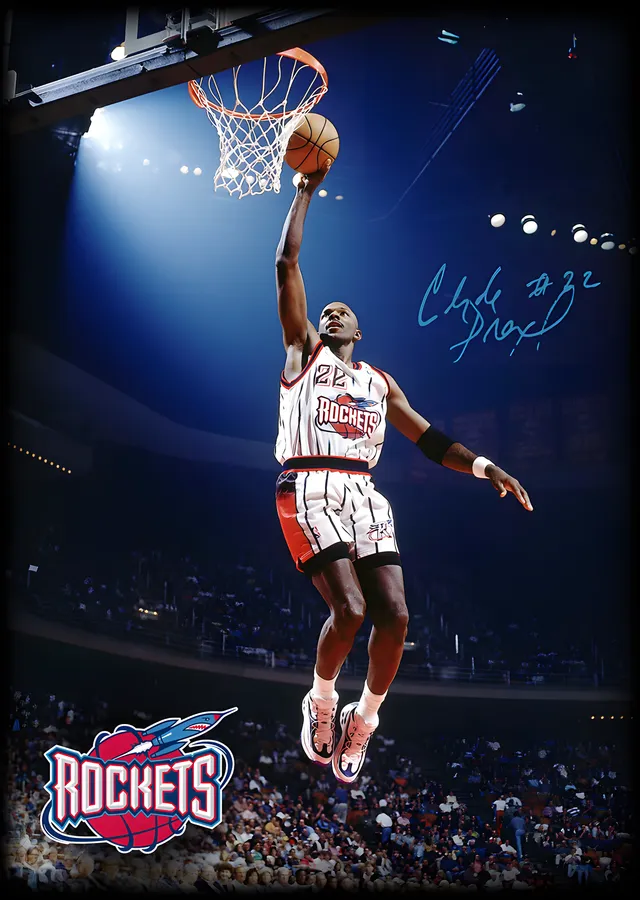 Clyde Drexler - Houston Rockets metal tablo