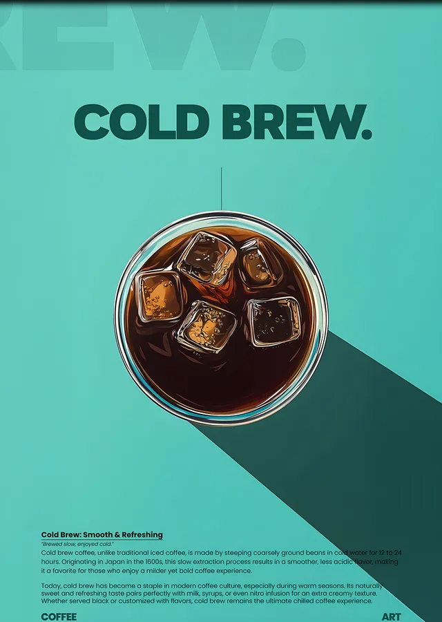 Cold Brew Turkuaz Zemin metal tablo