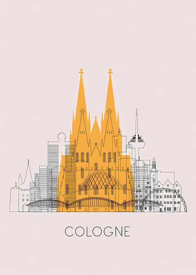 Köln - Çizgi Silueti metal tablo