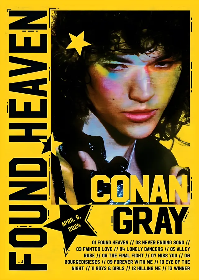 Conan Gray: Found Heaven Dikey Başlık metal tablo