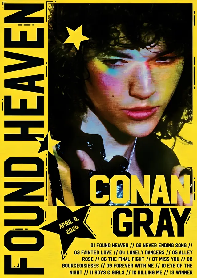 Conan Gray: Found Heaven Turne Afişi metal tablo