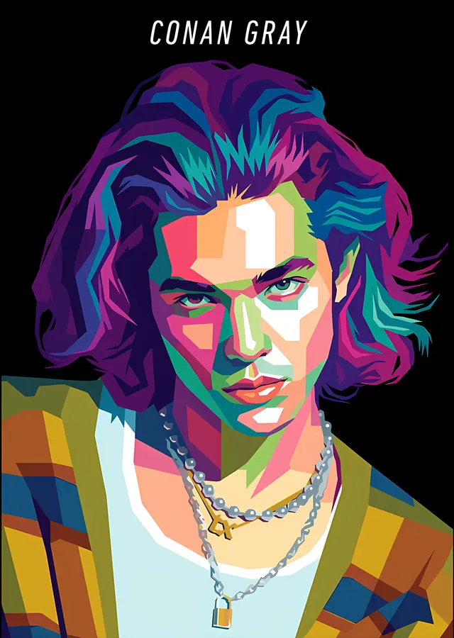 Conan Gray: Mor Turkuaz Pop Art metal tablo