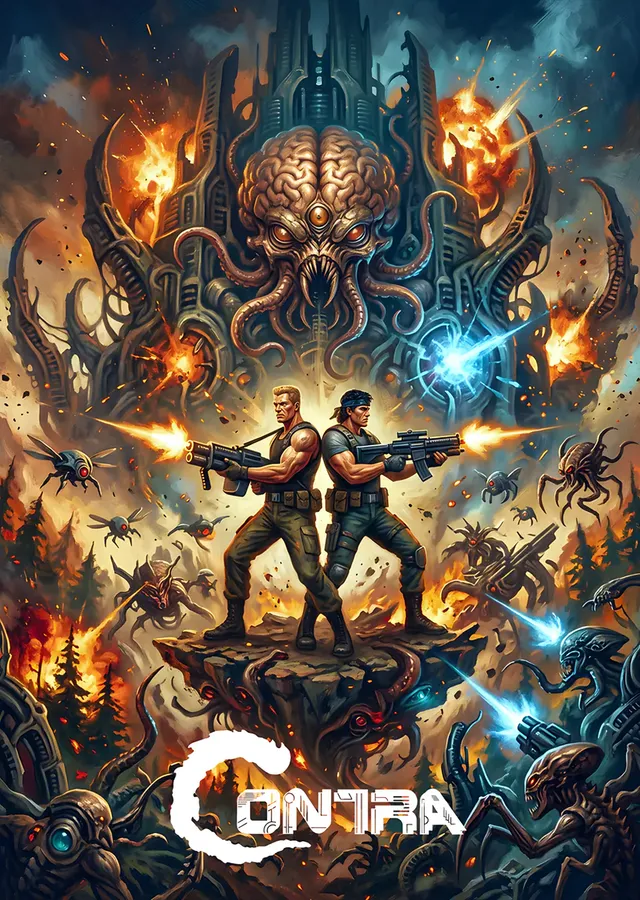 Contra: Dev Beyin Yaratığına Karşı İki Komando metal tablo