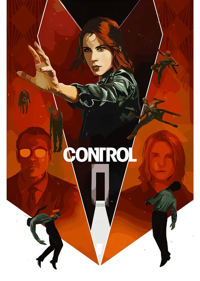 Control: Turuncu Üçgende Jesse ve Silüetler metal tablo