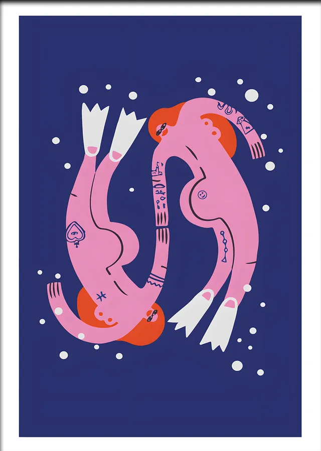 Cosmic Dance Lacivert metal tablo
