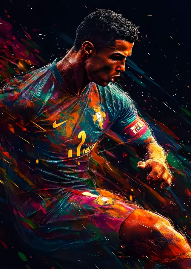Cristiano Ronaldo - Kaptan Bandıyla Aksiyon metal tablo