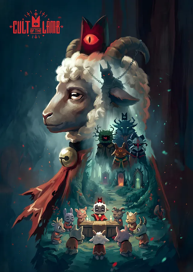 Cult of the Lamb: Kırmızı Gözlü Dev Kuzu metal tablo