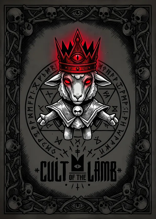 Cult of the Lamb: Kızıl Taçlı Kuzu Arması metal tablo
