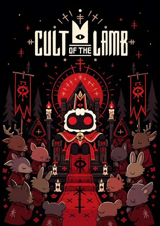 Cult of the Lamb: Kızıl Tapınakta Taht metal tablo