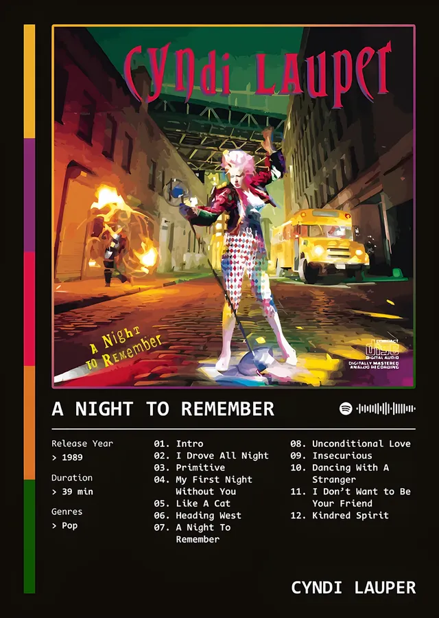 Cyndi Lauper - A Night To Remember metal tablo