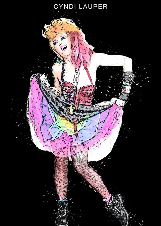 Cyndi Lauper - Renkli Etek Dansı metal tablo