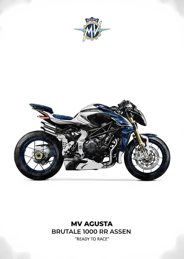 MV Agusta Brutale 1000 RR Assen - Beyaz Zemin metal tablo