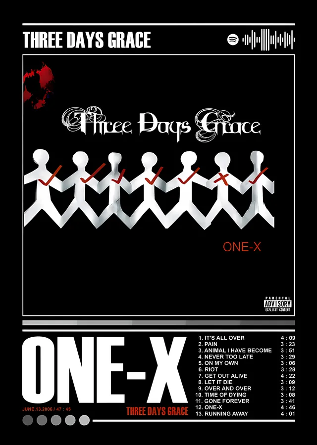 Three Days Grace: One-X metal tablo