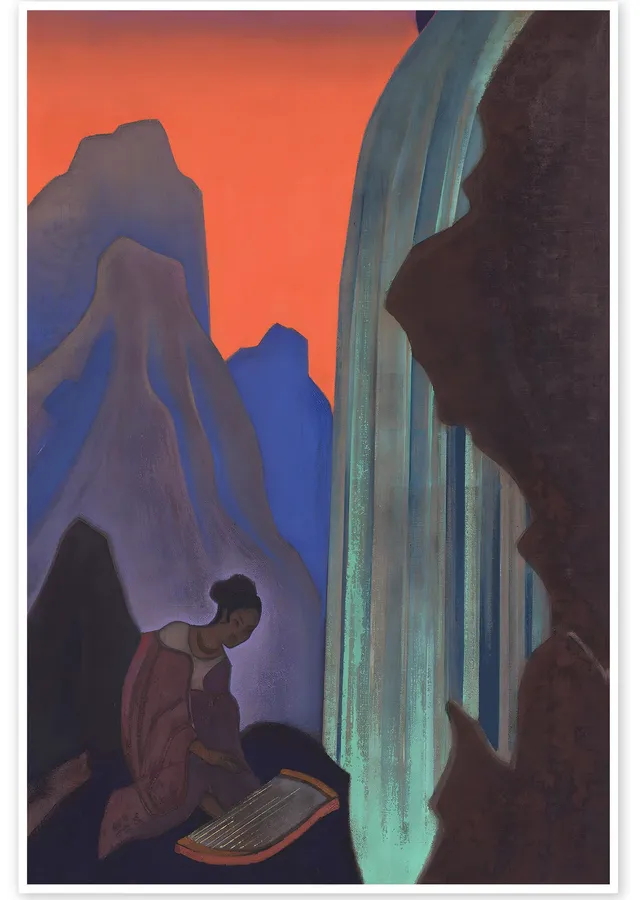 Dağ ve Şelale - Nicholas Roerich metal tablo
