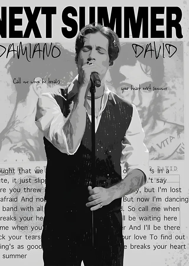Damiano David - Next Summer metal tablo