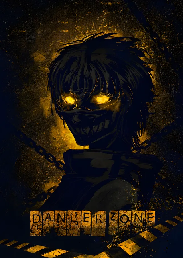 Danger Zone: Sarı Gözlü Karanlık Figür metal tablo