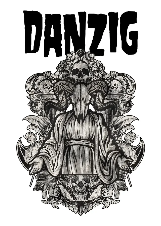 Danzig: Beyaz Zeminde Gravür Amblem metal tablo