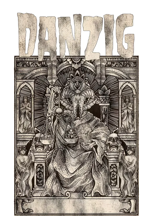 Danzig: Gravür Tahtta Boynuzlu Figür metal tablo