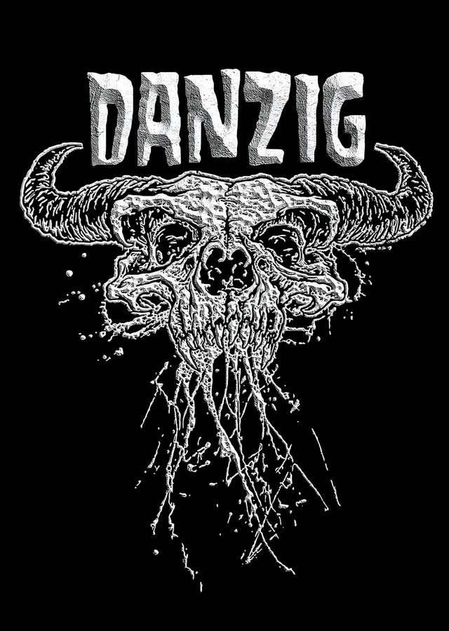 Danzig: Kök Salan Boynuzlu Kafatası metal tablo