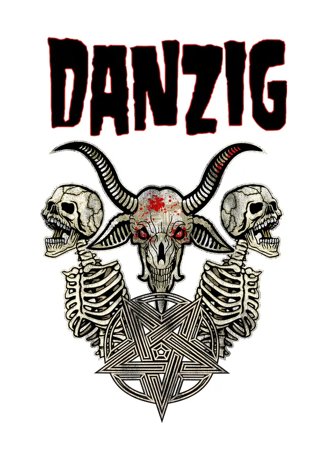 Danzig: Üç Kafataslı Pentagram Amblemi metal tablo