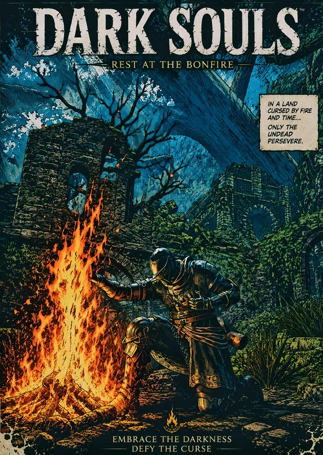 Dark Souls - Rest at the Bonfire metal tablo