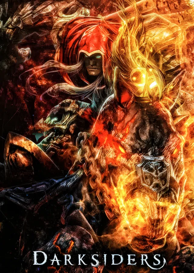 Darksiders: Alev Girdabında Atlı metal tablo