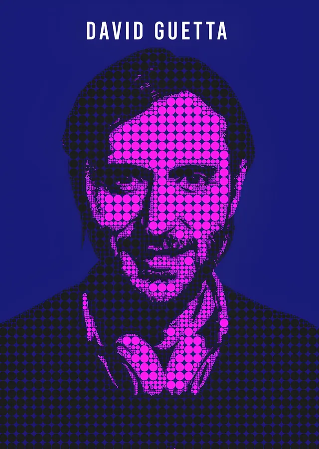 David Guetta - Magenta Tram Portre metal tablo