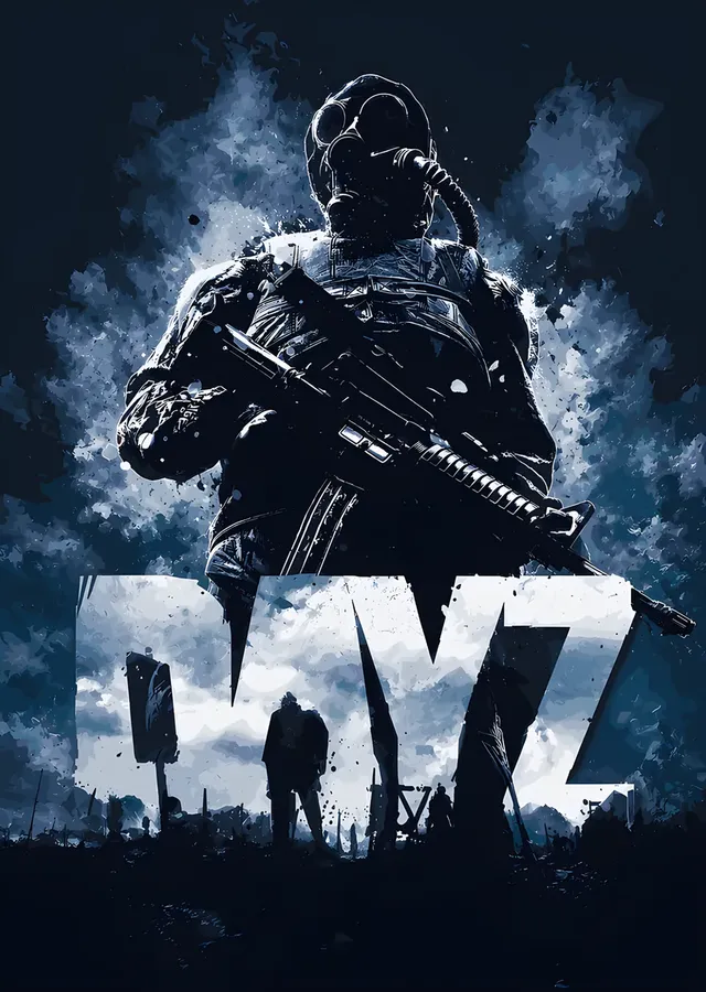 DayZ: Bulutların Önünde Silahlı Silüet metal tablo