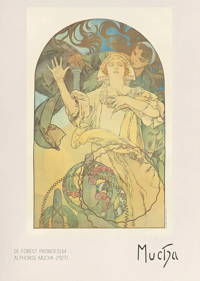De Forest Phonofilm - Alphonse Mucha metal tablo