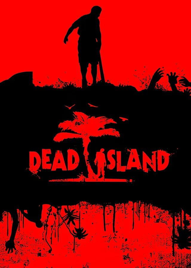 Dead Island: Kızıl Zeminde Palmiye ve Silüet metal tablo