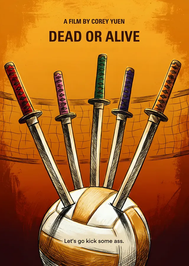 Dead or Alive: Voleybol Topunda Beş Katana metal tablo