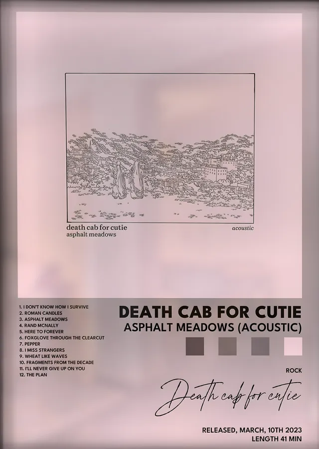 Death Cab for Cutie: Asphalt Meadows (Acoustic) metal tablo