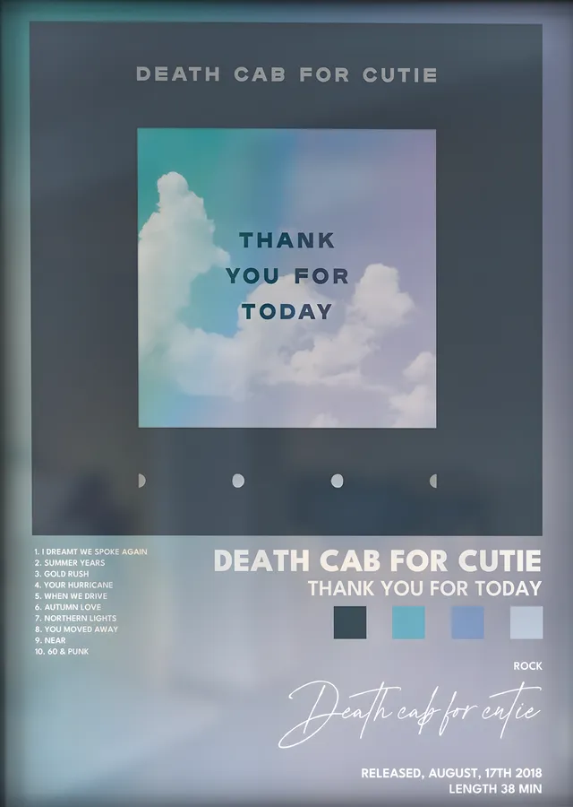 Death Cab for Cutie: Thank You for Today metal tablo