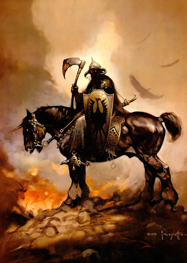 Death Dealer: Kalkanlı Atlı Savaşçı metal tablo