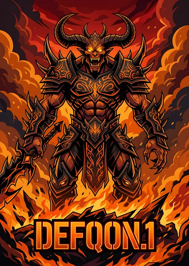 Defqon.1: Alevler İçinde Boynuzlu Savaşçı metal tablo