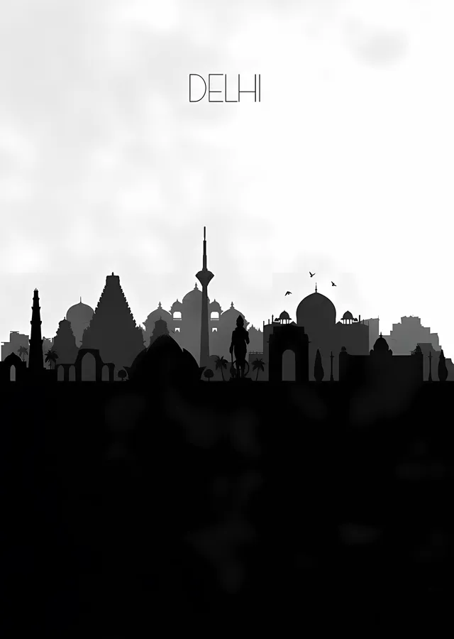 Delhi Silueti metal tablo