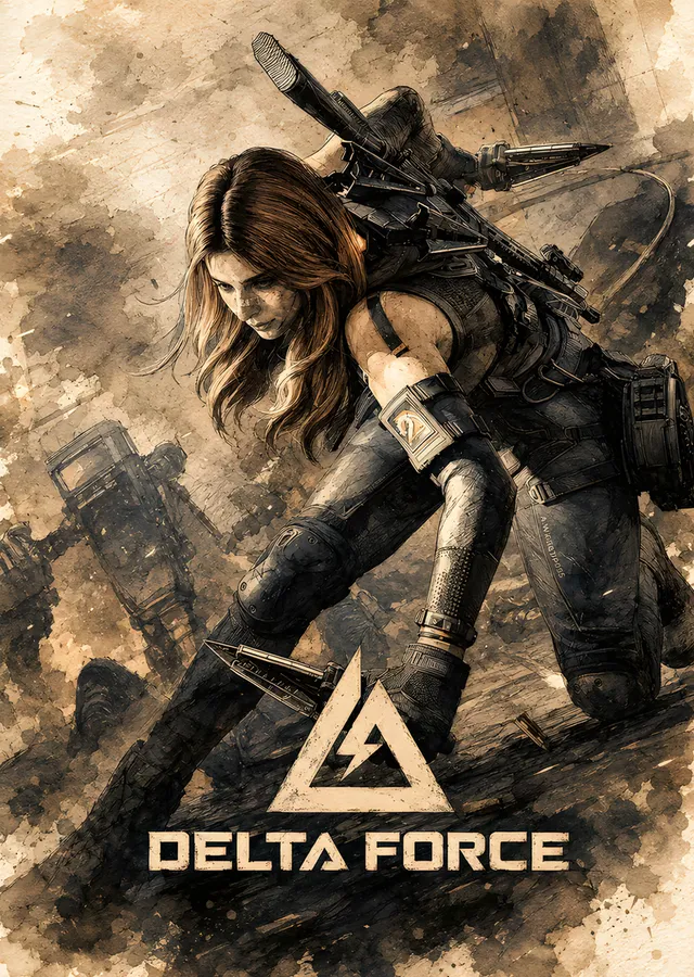 Delta Force: Kum Rengi Zeminde Kadın Operatör metal tablo