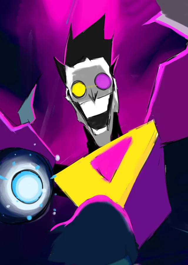 Deltarune: Neon Pembe Spamton metal tablo